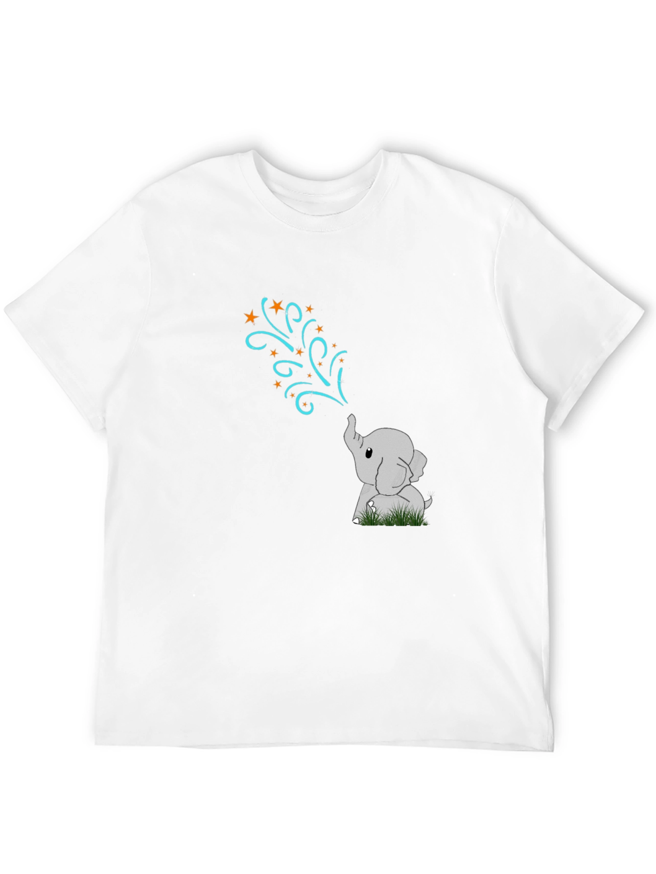Cute Elephant Stars Black T-Shirt