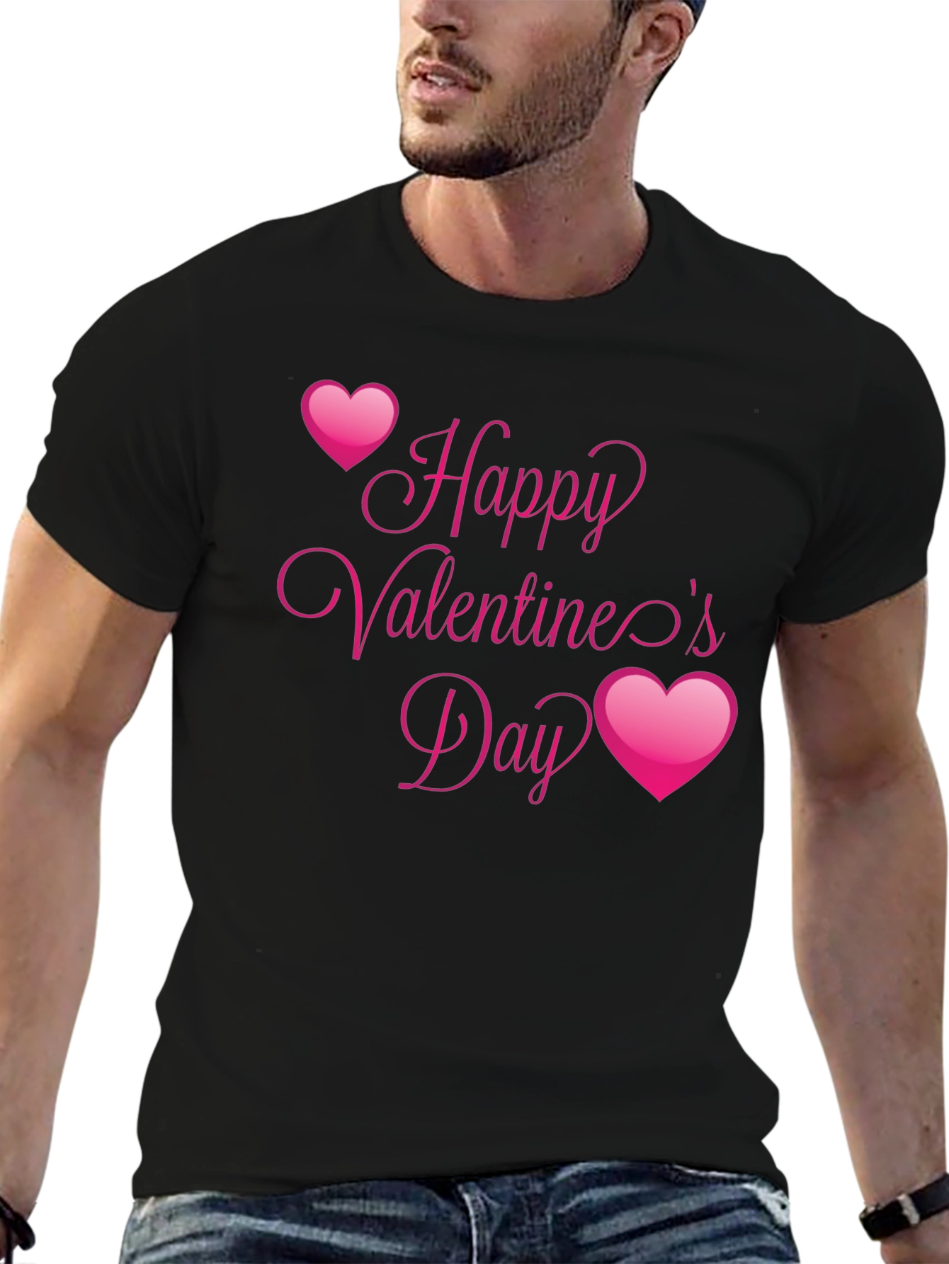 Happy Valentines Day Black T-Shirt