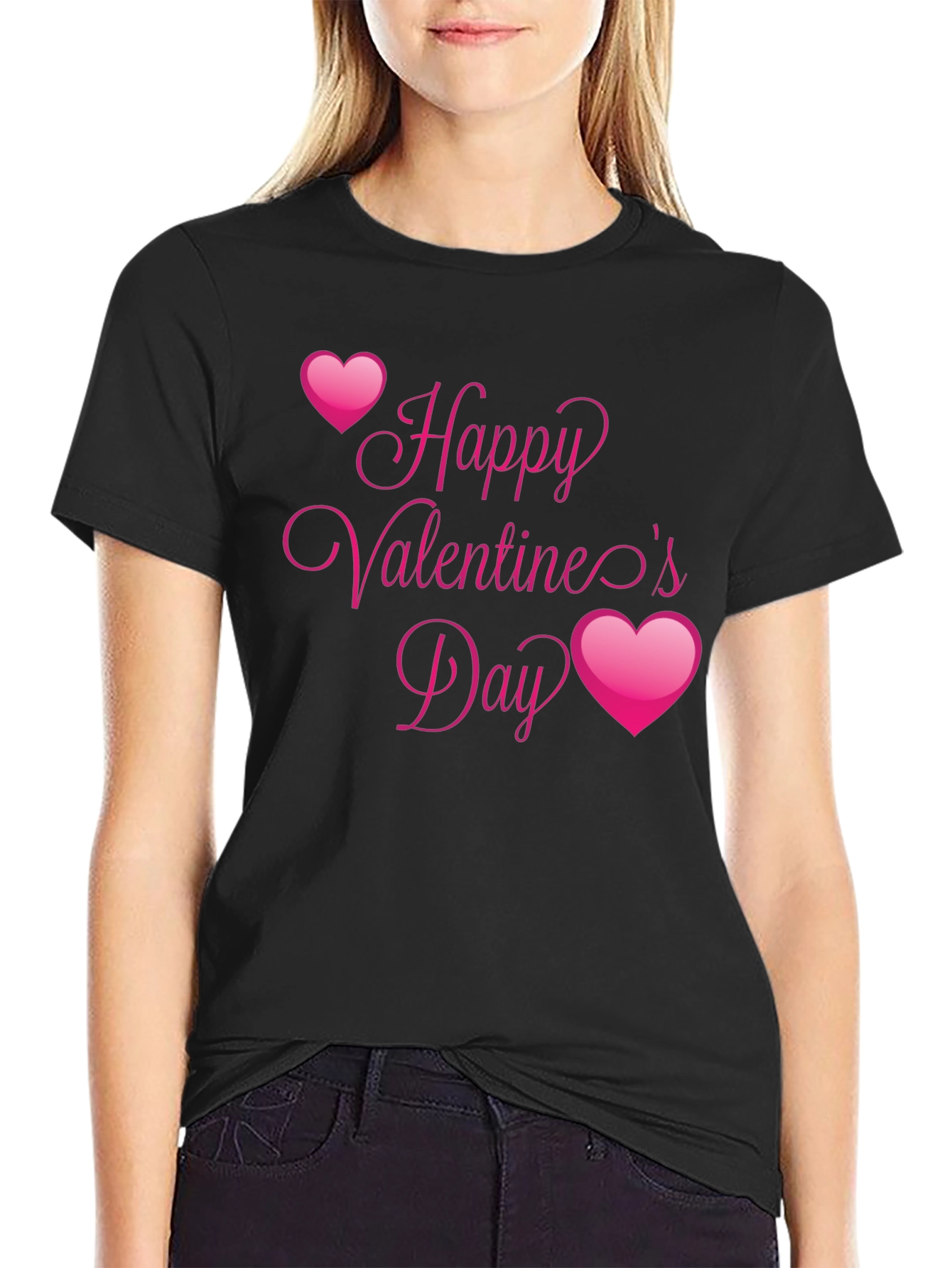 Happy Valentines Day Black T-Shirt