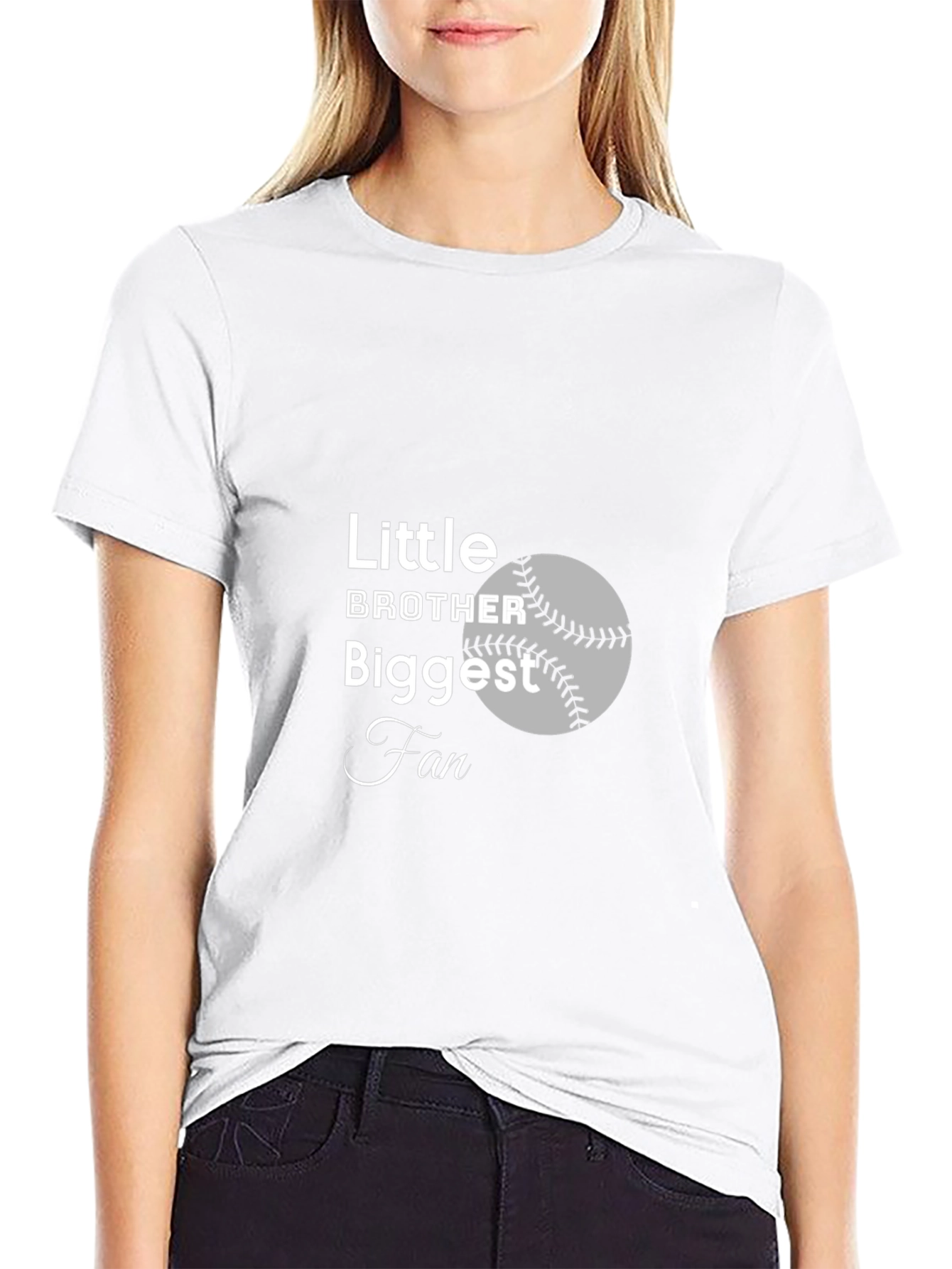 Little Brother Biggest Fan Baseball T-Shirt