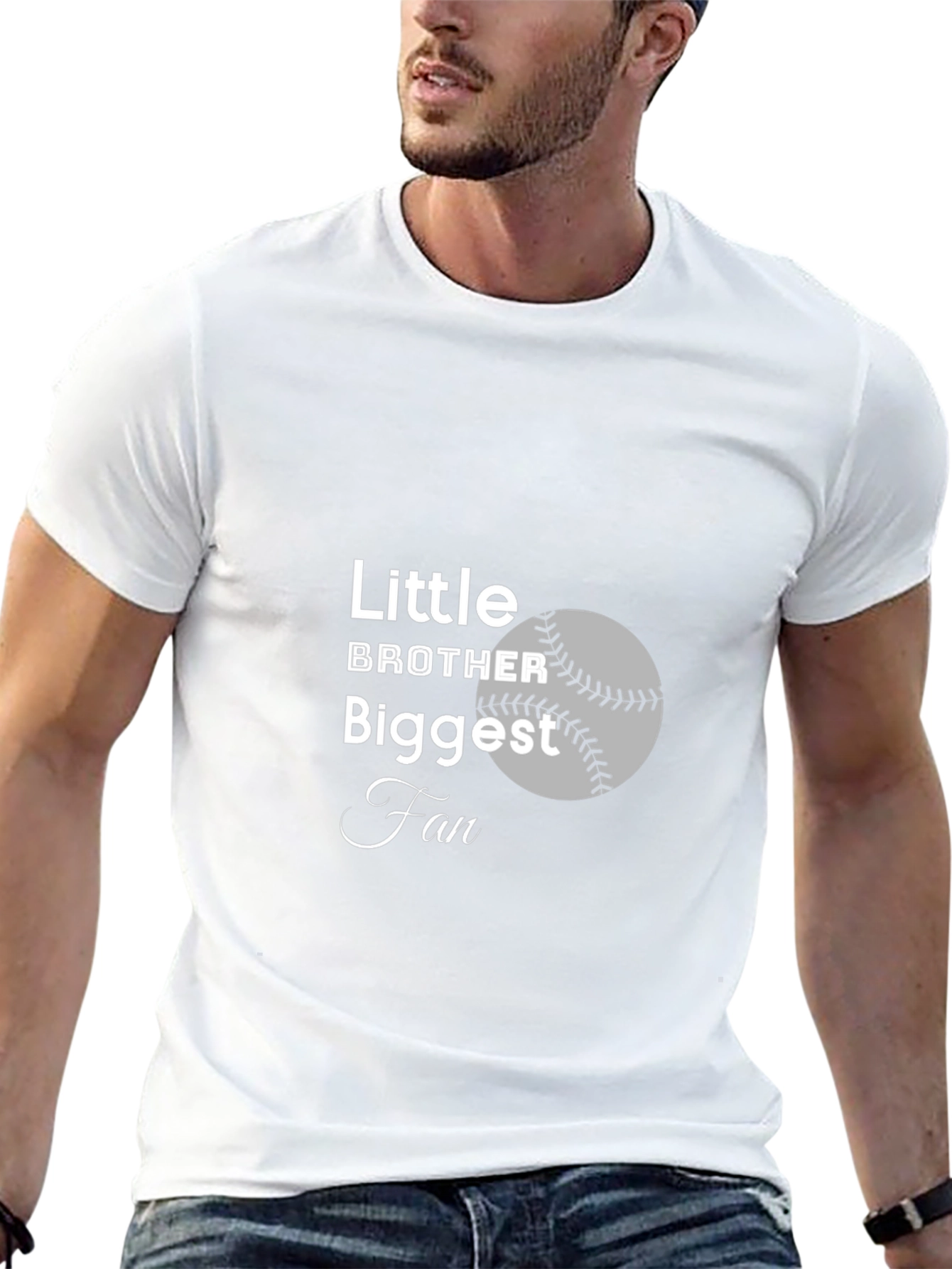 Little Brother Biggest Fan Baseball T-Shirt
