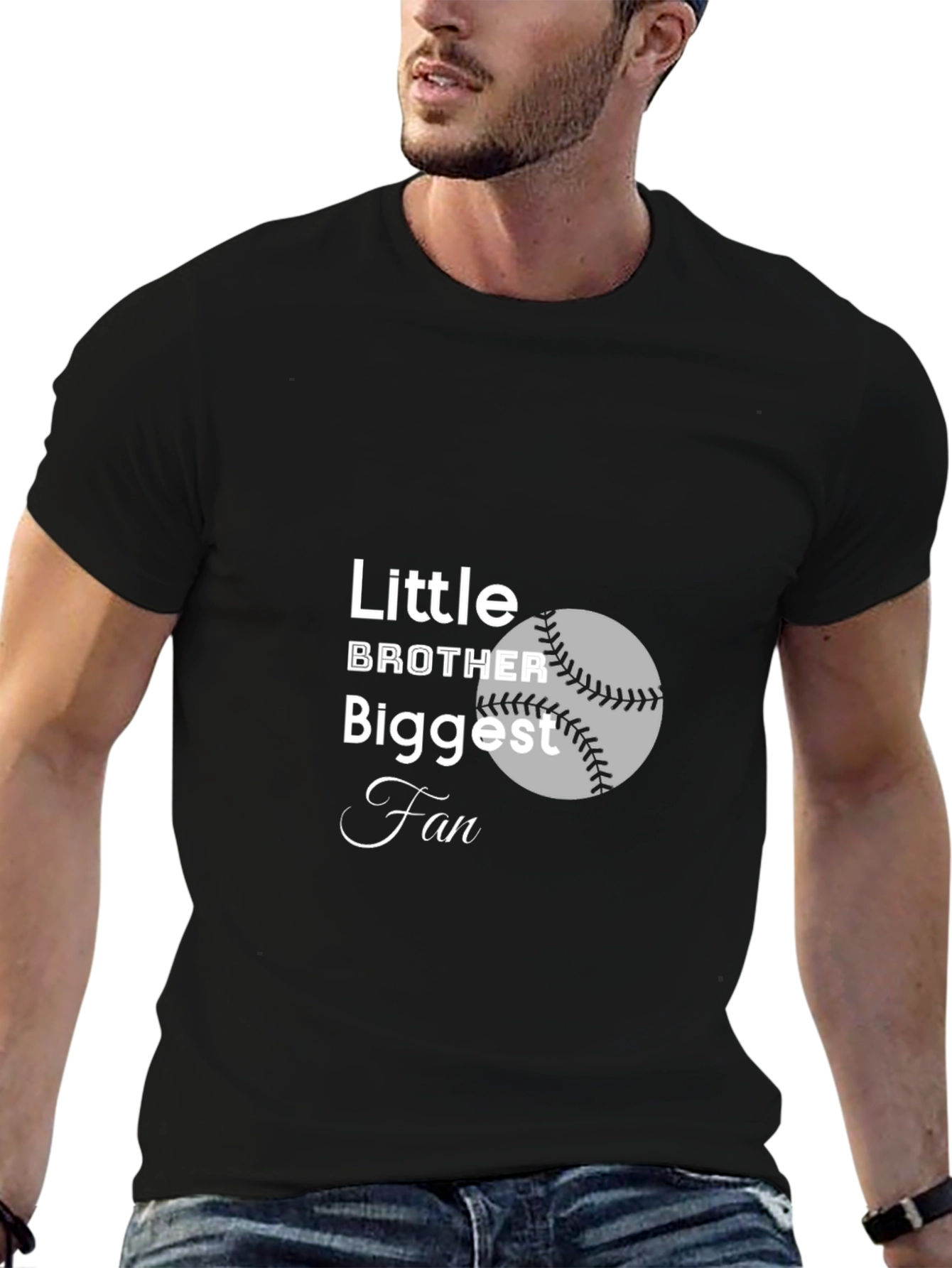 Little Brother Biggest Fan Baseball T-Shirt