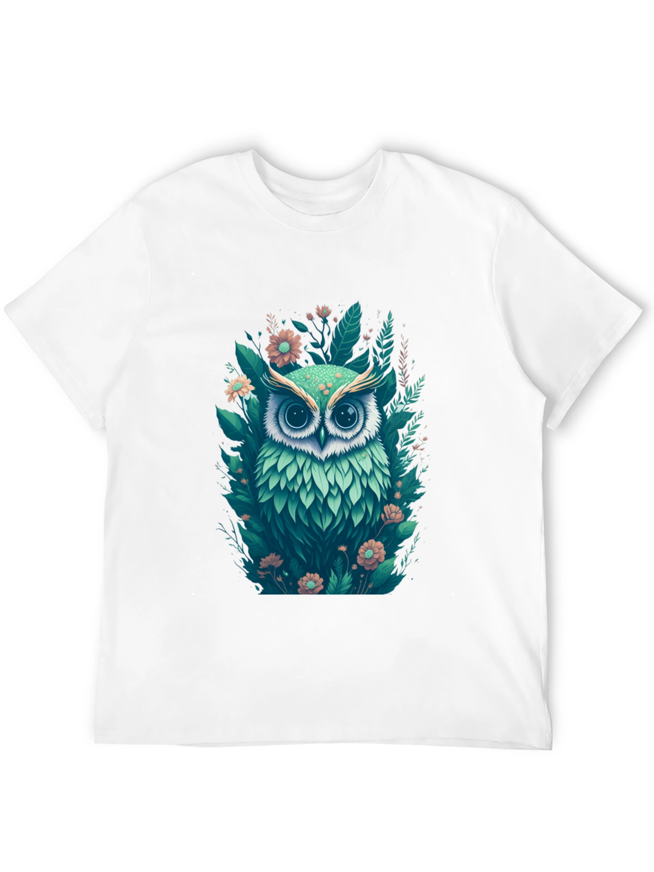 Mens Black Owl & Floral Graphic Tee