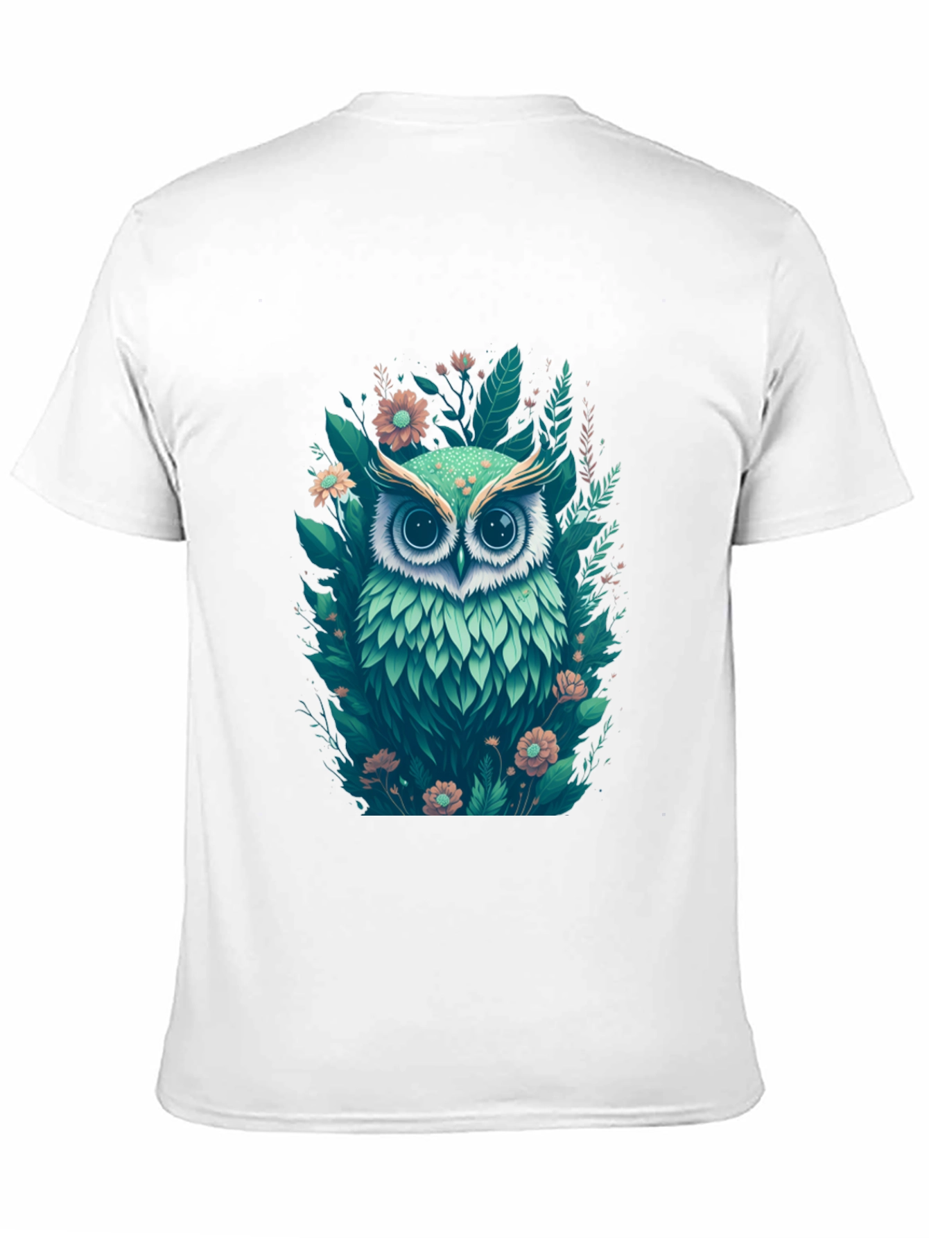 Mens Black Owl & Floral Graphic Tee