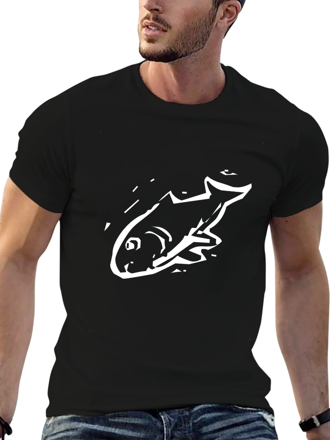 Cool Black Fish Graphic Tee for Men