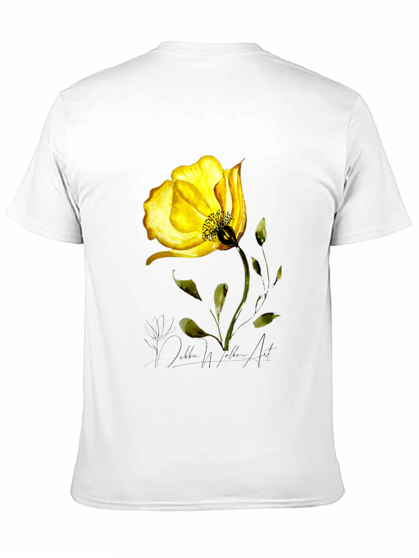 Yellow Flower Graphic Black T-Shirt