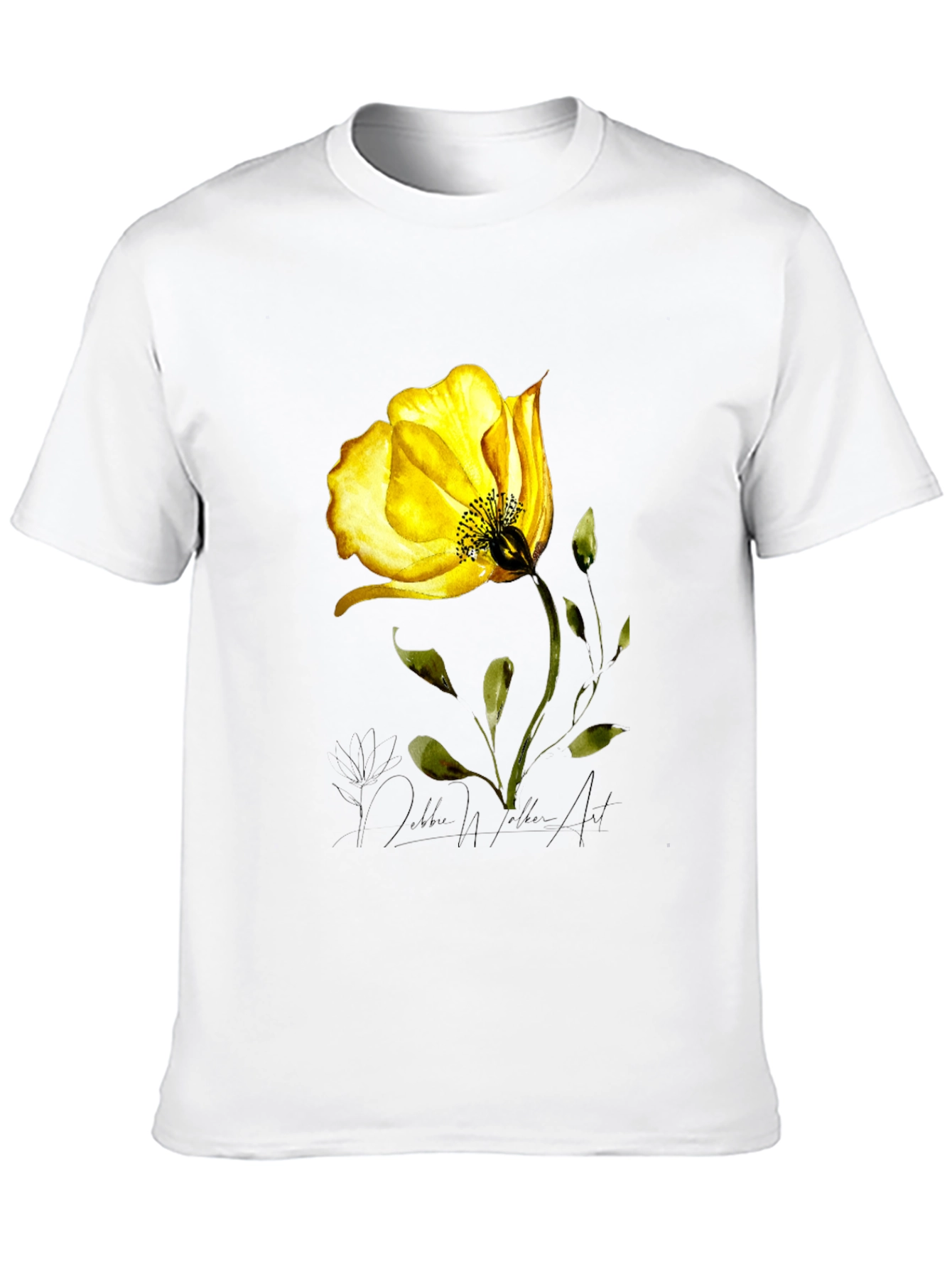 Yellow Flower Graphic Black T-Shirt