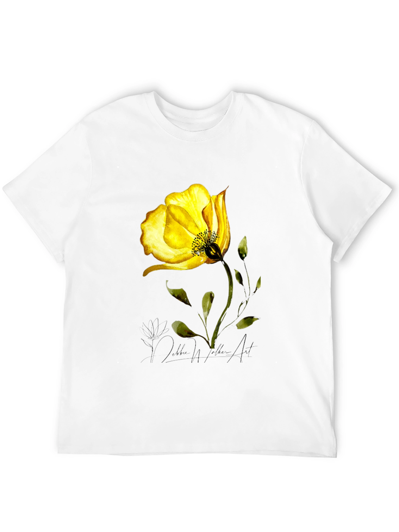 Yellow Flower Graphic Black T-Shirt