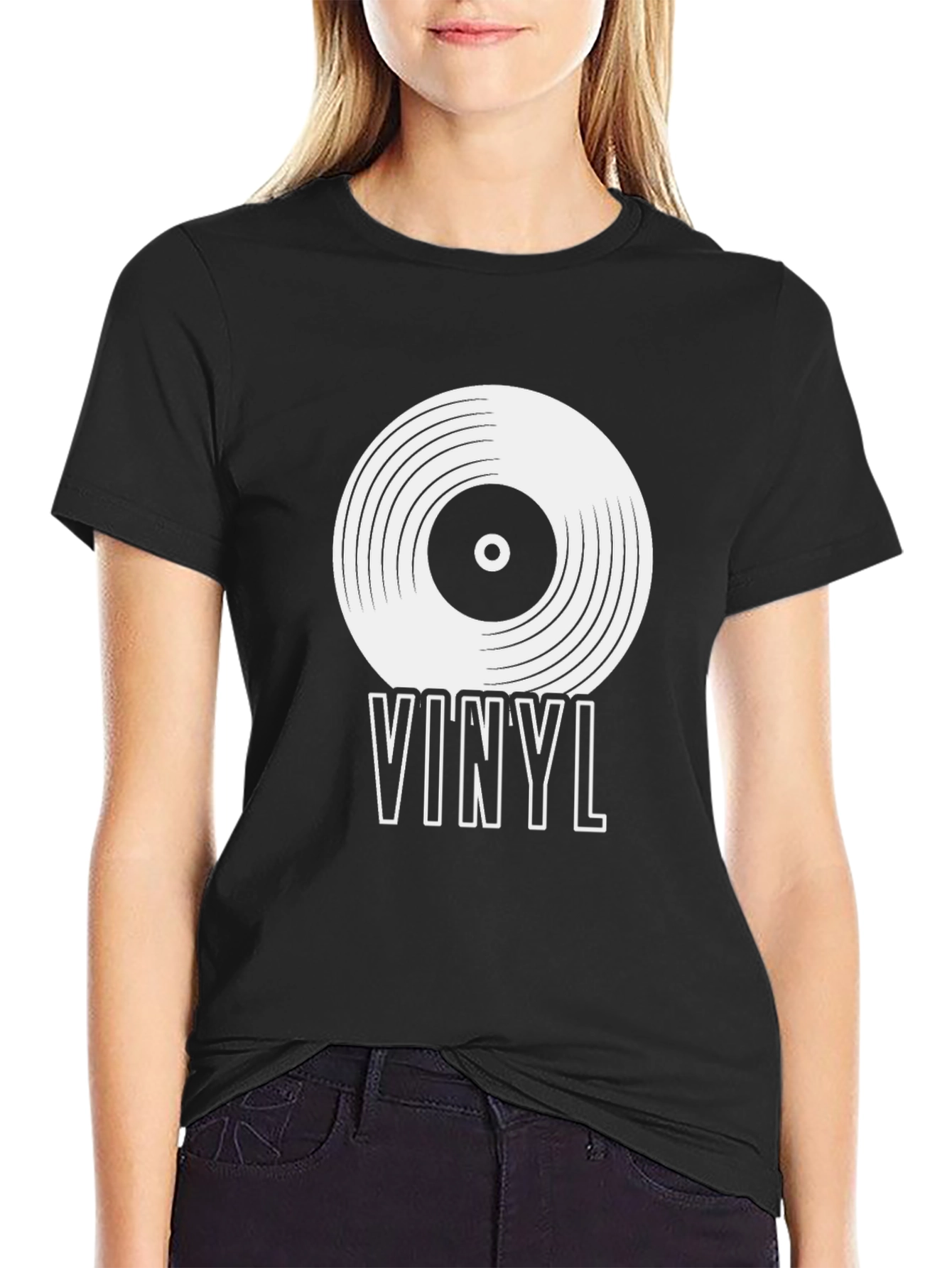 Vinyl Record Graphic Tee - Black