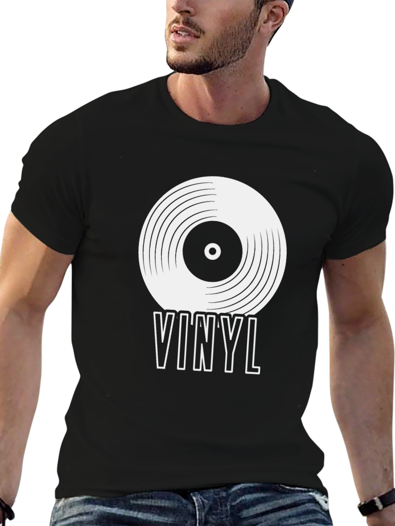 Vinyl Record Graphic Tee - Black