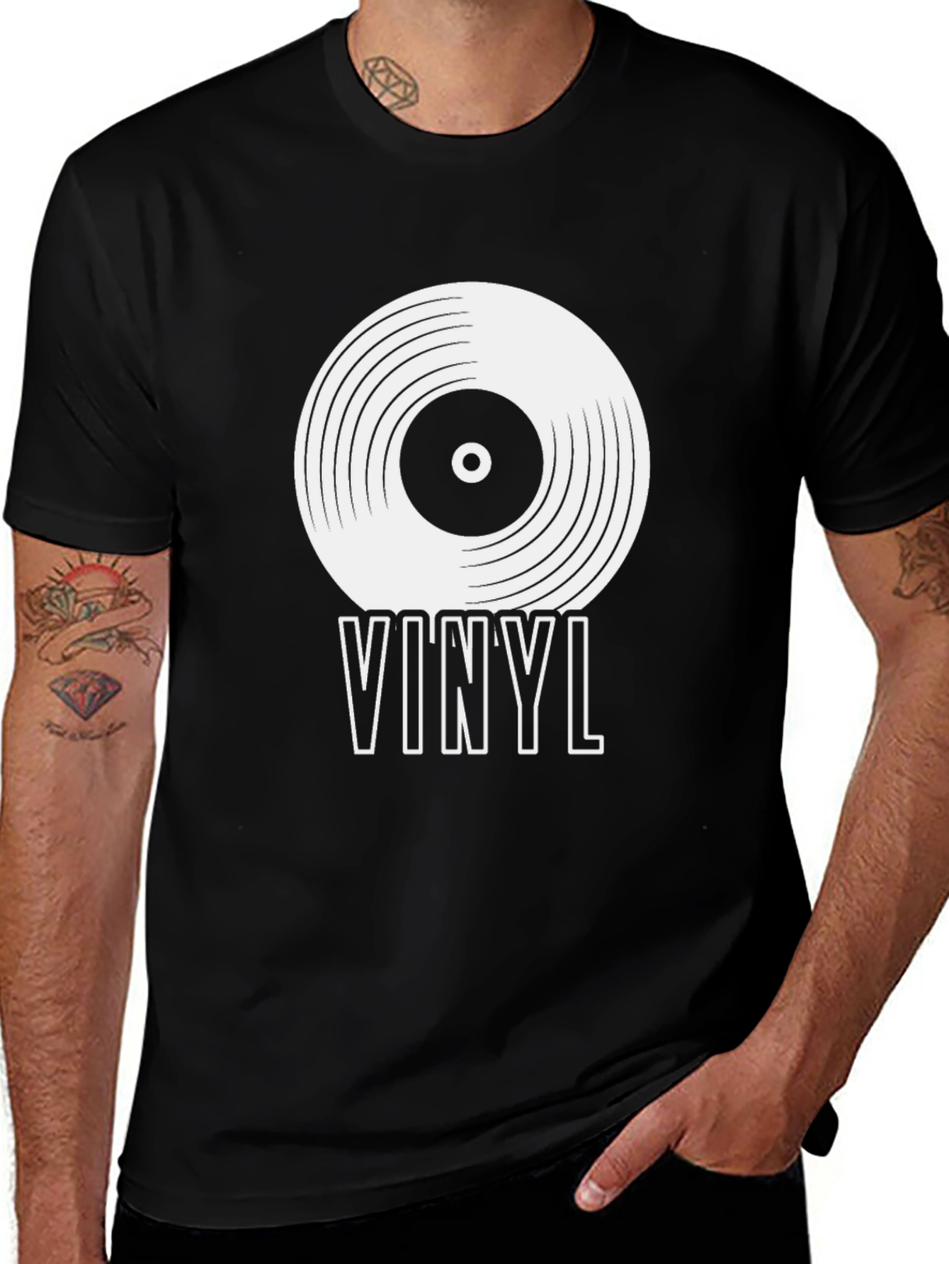 Vinyl Record Graphic Tee - Black