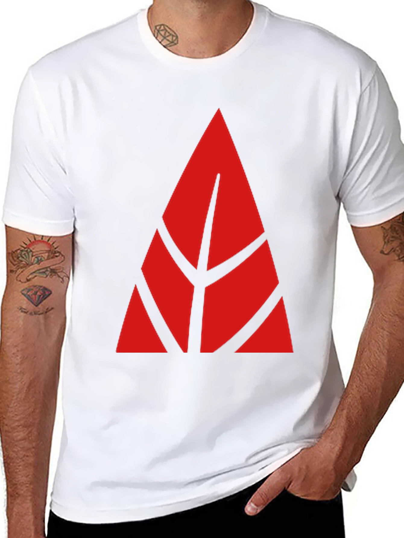 Geometric Red Design Black T-Shirt