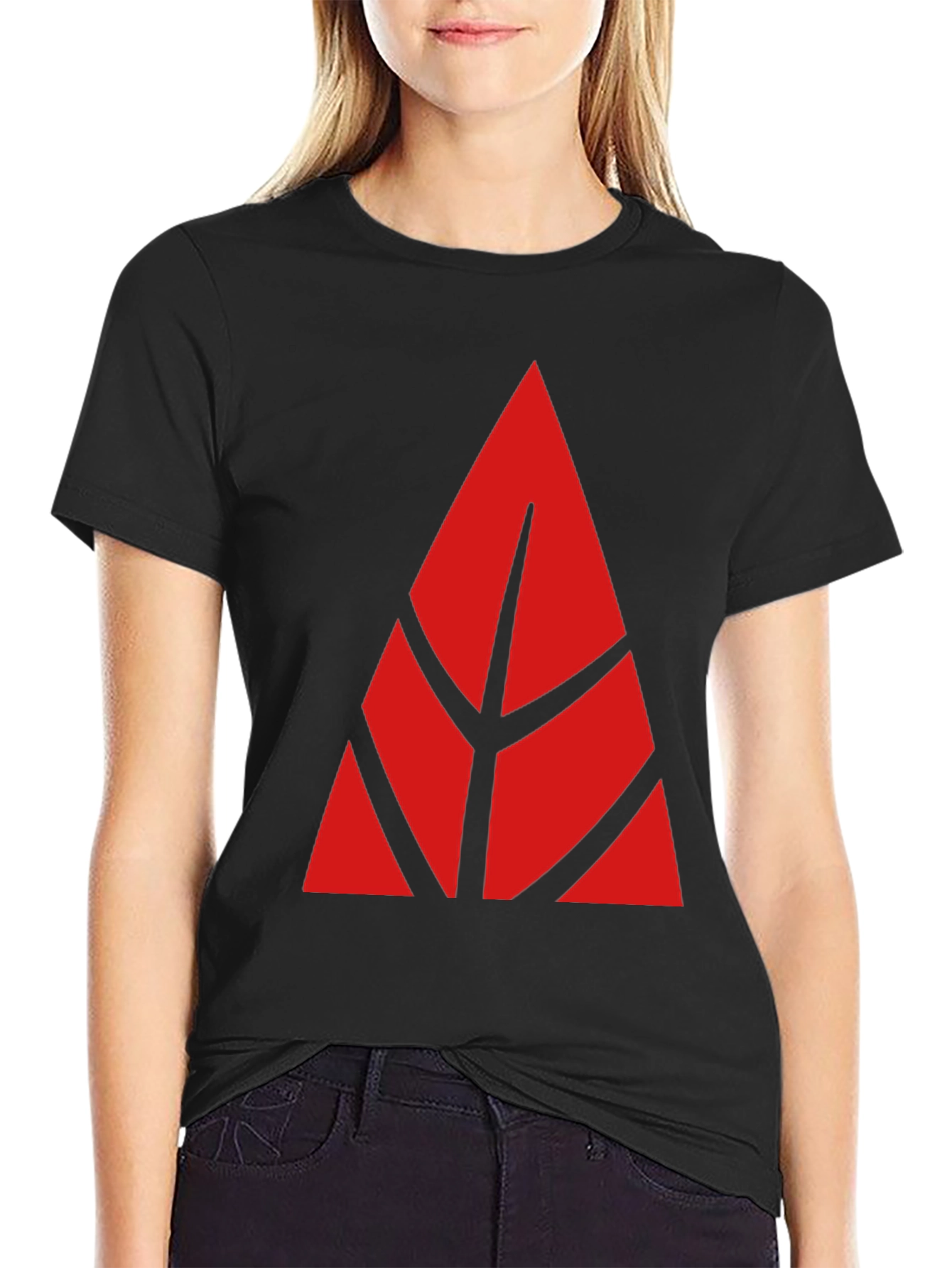 Geometric Red Design Black T-Shirt