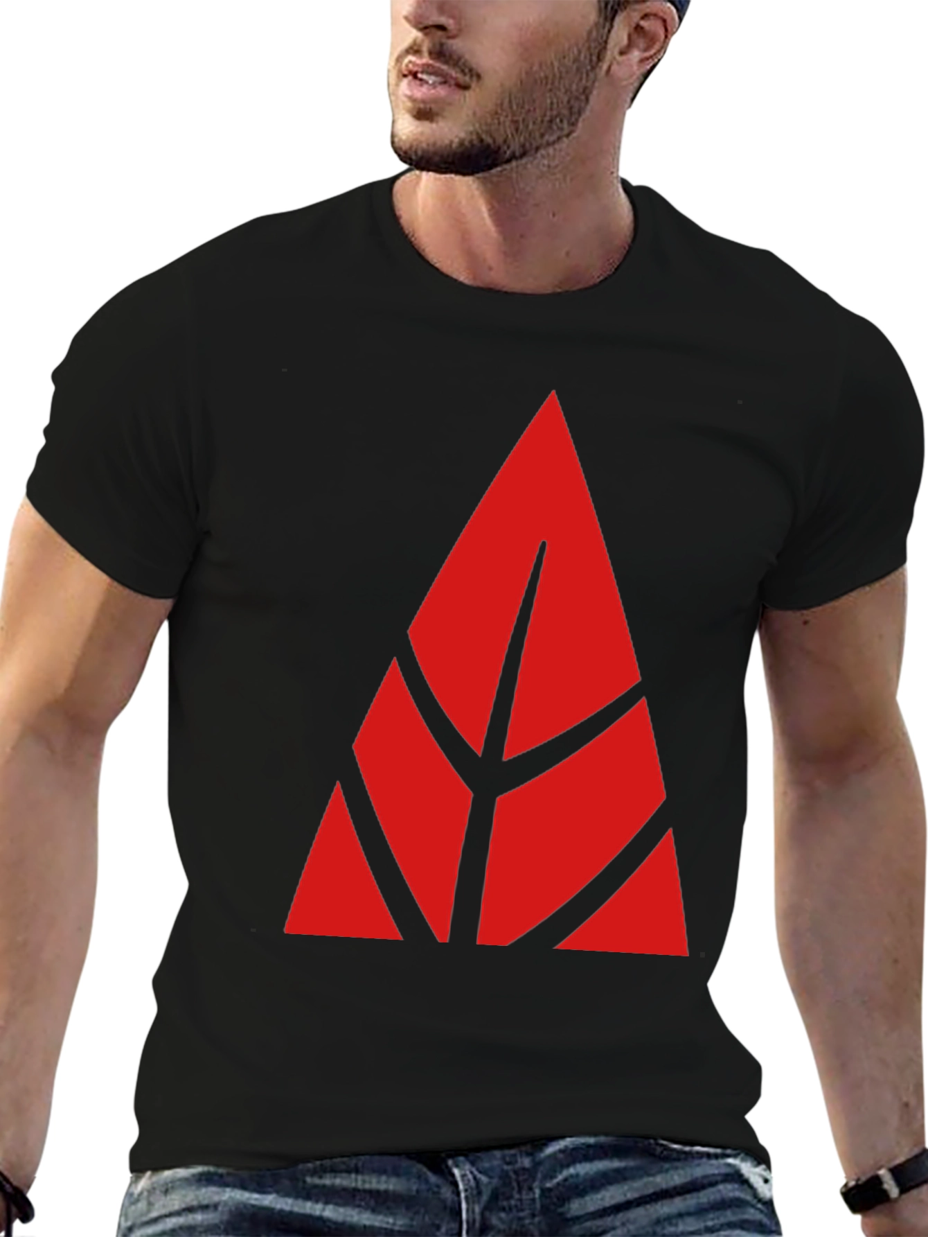 Geometric Red Design Black T-Shirt