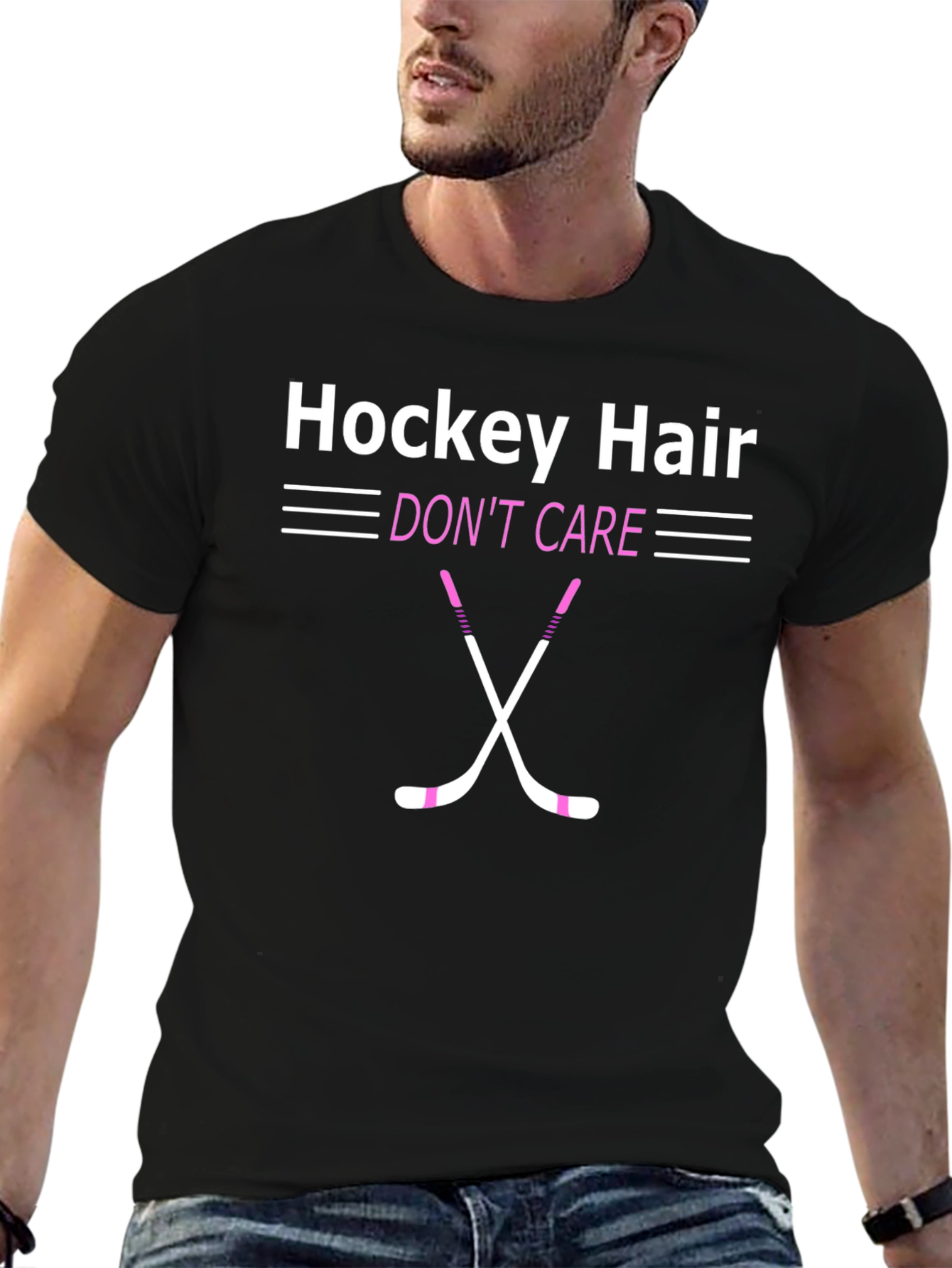 Hockey Hair Dont Care Graphic Tee