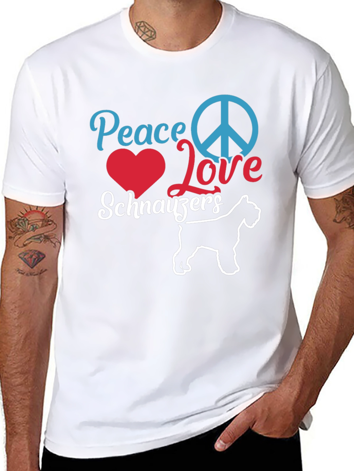 Peace Love Schnauzers Black T-Shirt