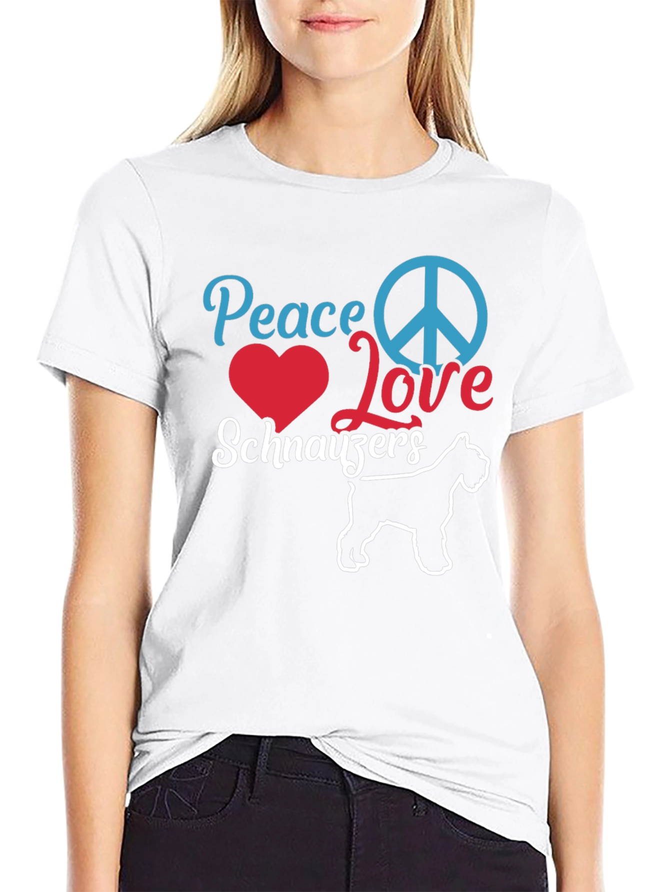 Peace Love Schnauzers Black T-Shirt