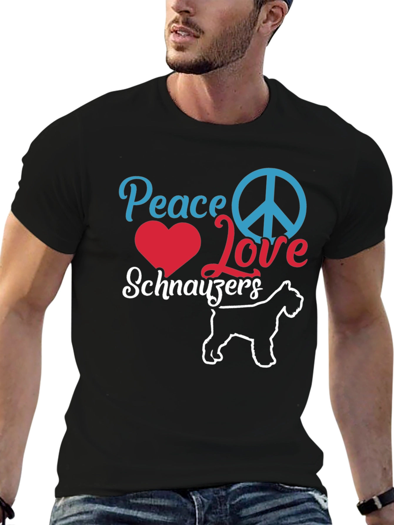 Peace Love Schnauzers Black T-Shirt