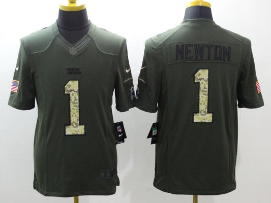 Men's Carolina Panthers Cam Newton #1 Army Green Game Jerseys