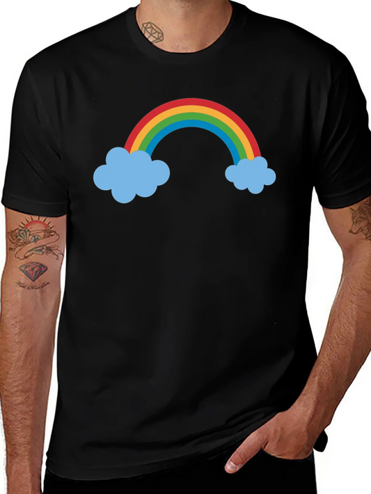 Rainbow Cloud Graphic Black Tee Shirt