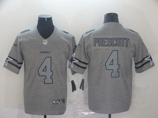Men's Dallas Cowboys Dak Prescott #4 Gray Game Jerseys