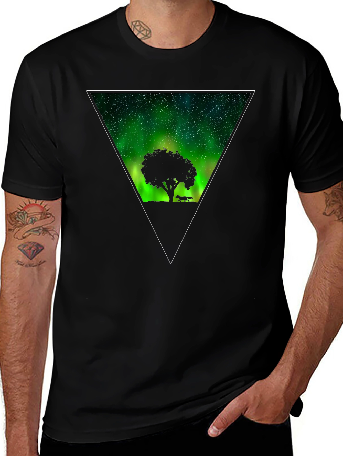 Aurora Tree Graphic Tee - Mens Black T-Shirt