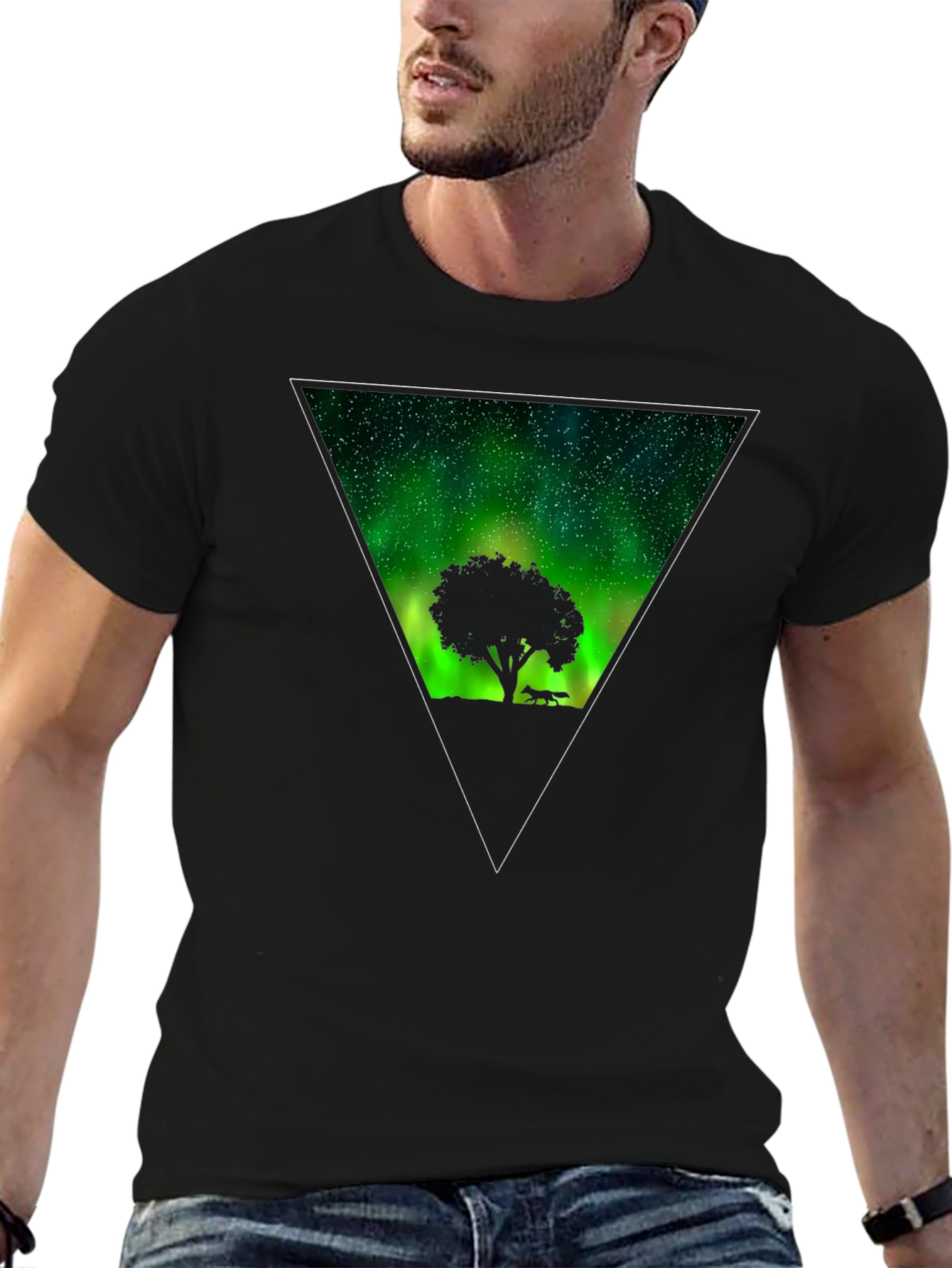 Aurora Tree Graphic Tee - Mens Black T-Shirt
