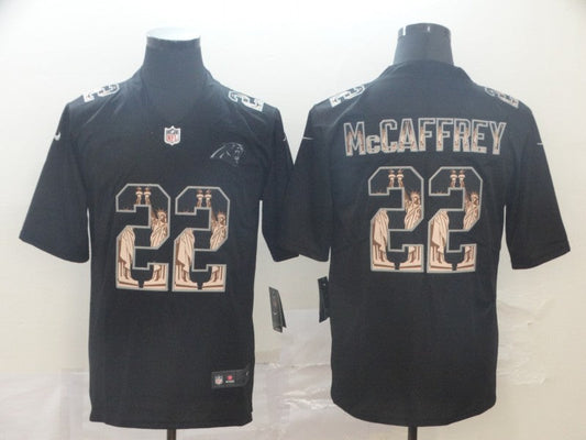 Men's Carolina Panthers #22 Christian McCaffrey Black Authentic Game Jerseys