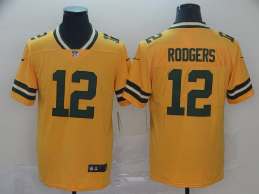 Men's Green Bay Packers Aaron Rodgers #12 Yellow Inverted Legend Jerseys