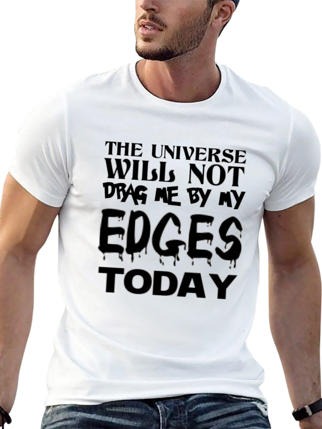 Edgy Universe Graphic Tee - Black Cotton T-Shirt