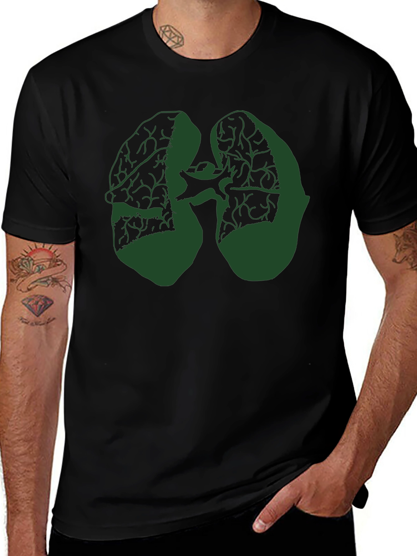 Lungs Graphic Tee - Black Cotton Blend
