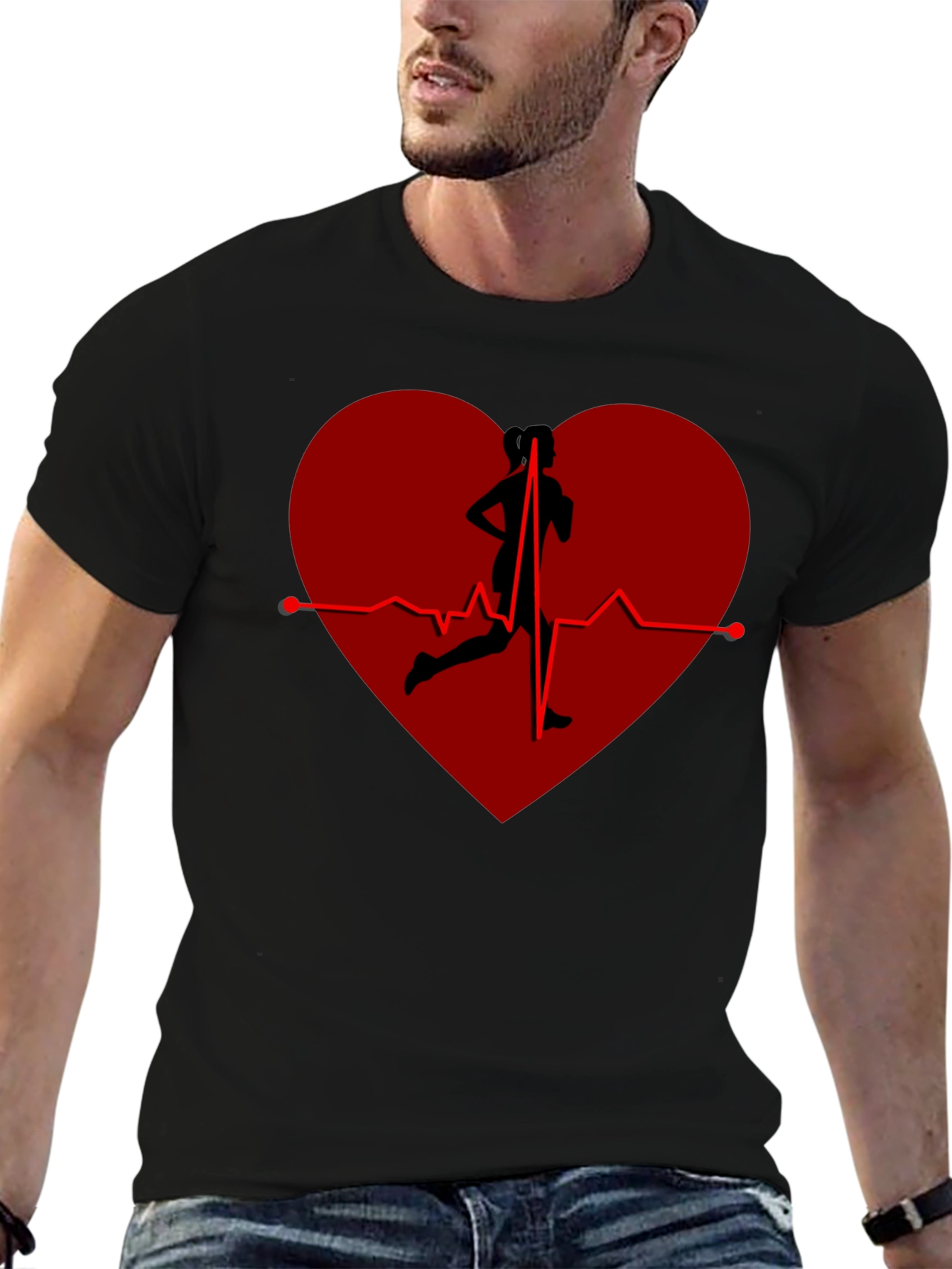Runner Heartbeat T-Shirt - Cardio Fitness Tee