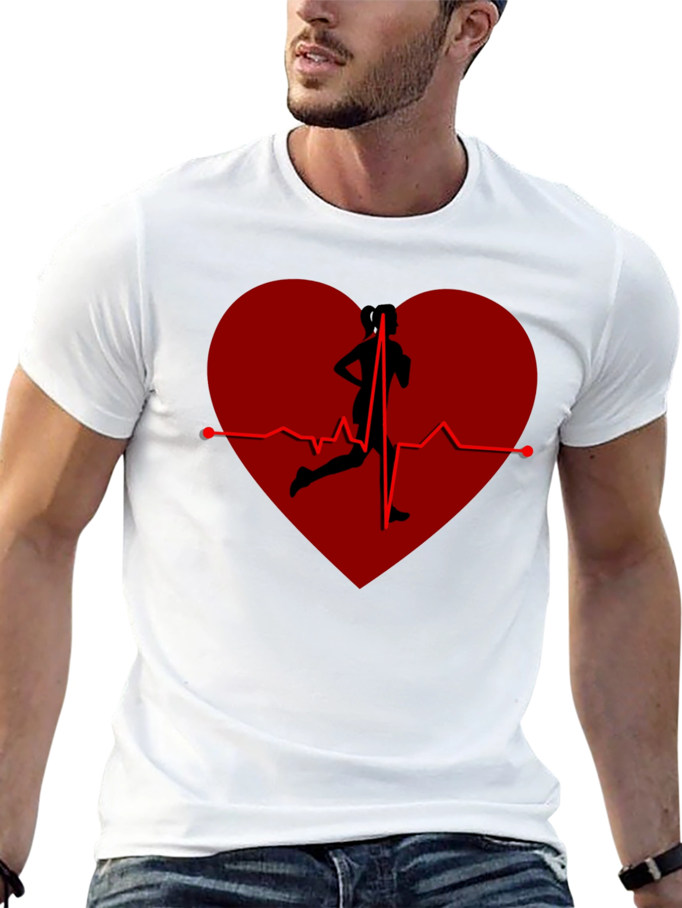 Runner Heartbeat T-Shirt - Cardio Fitness Tee