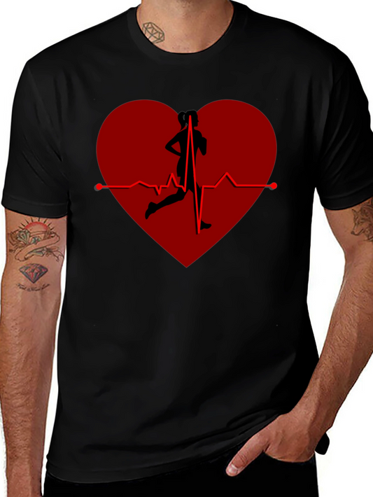Runner Heartbeat T-Shirt - Cardio Fitness Tee