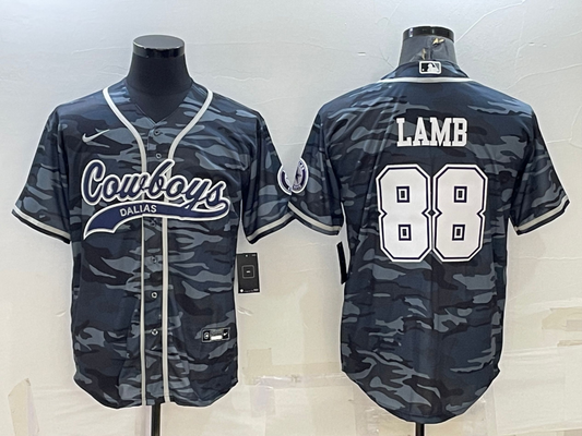 Men's Dallas Cowboys CeeDee Lamb #88 Grey Camouflage Game Jerseys Joint Edition