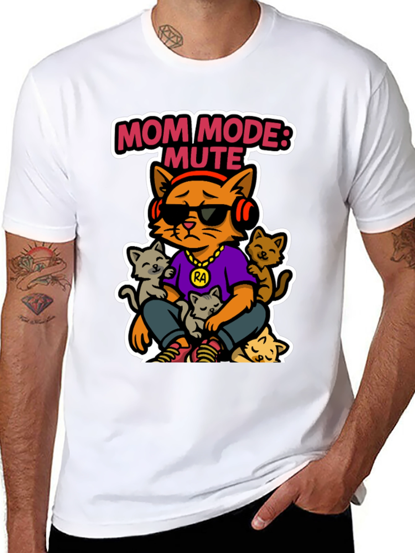 Mom Mode: Mute Cat T-Shirt - Funny Graphic Tee
