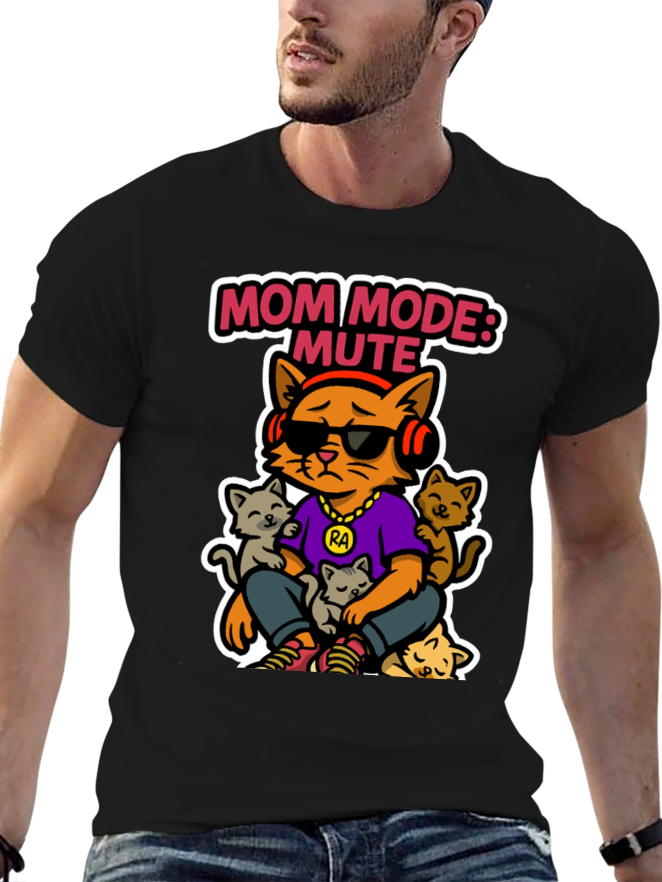 Mom Mode: Mute Cat T-Shirt - Funny Graphic Tee
