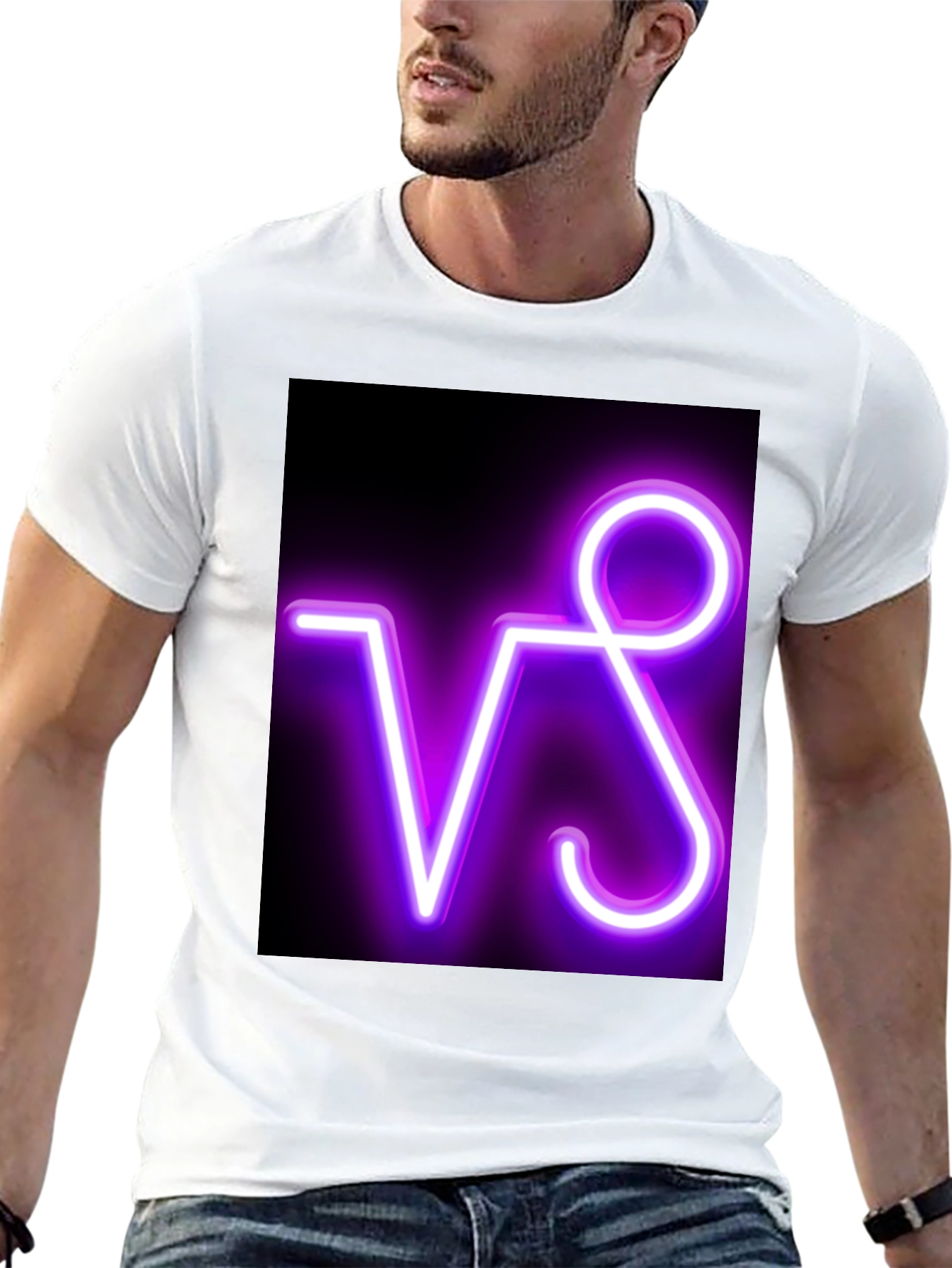 Neon VS Graphic Black Tee - Stylish & Modern