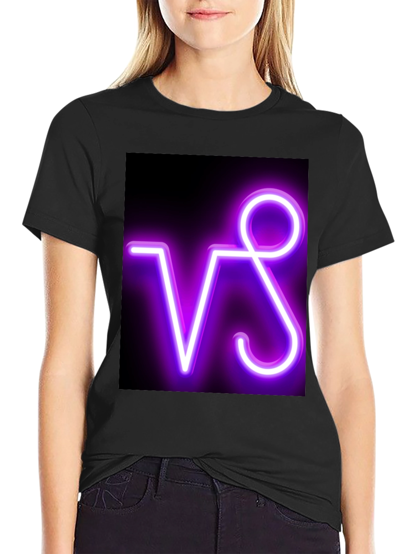 Neon VS Graphic Black Tee - Stylish & Modern