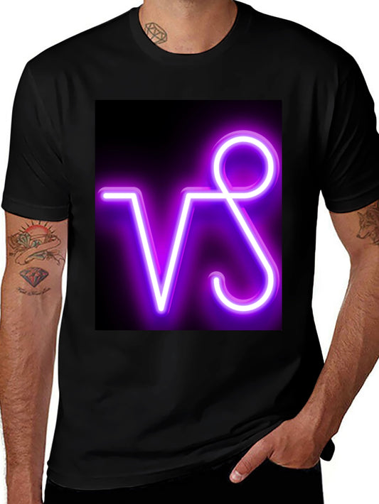 Neon VS Graphic Black Tee - Stylish & Modern