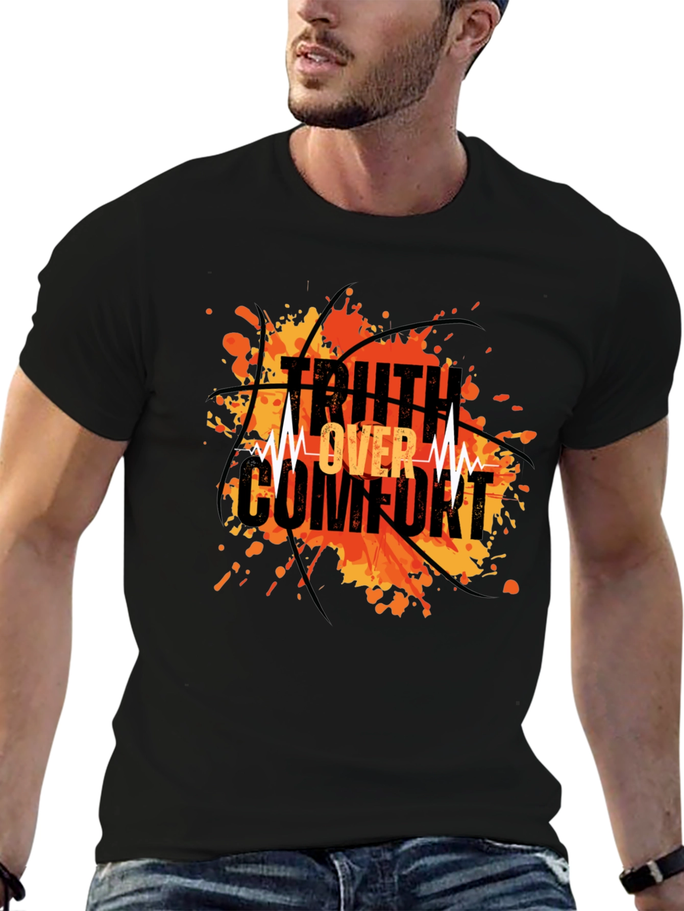 Truth Over Comfort Black Graphic T-Shirt