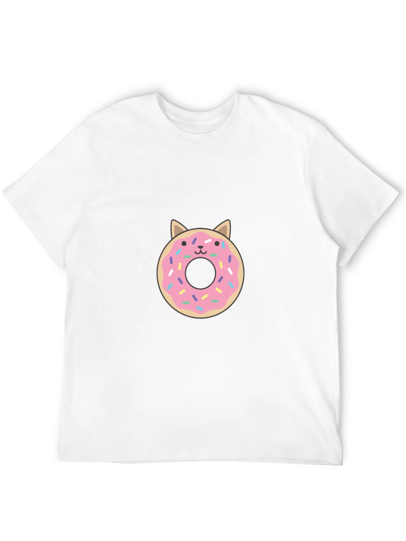 Cute Donut Cat Graphic Tee - Black T-Shirt