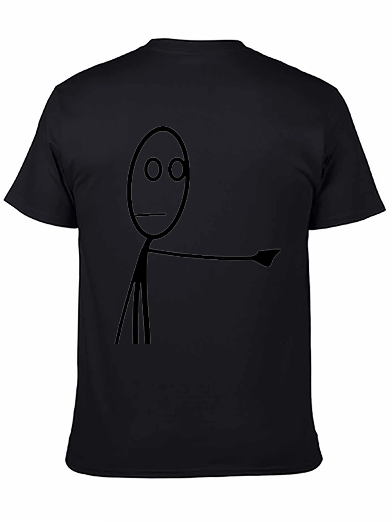 Humorous Stick Figure Pointing T-Shirt - Black
