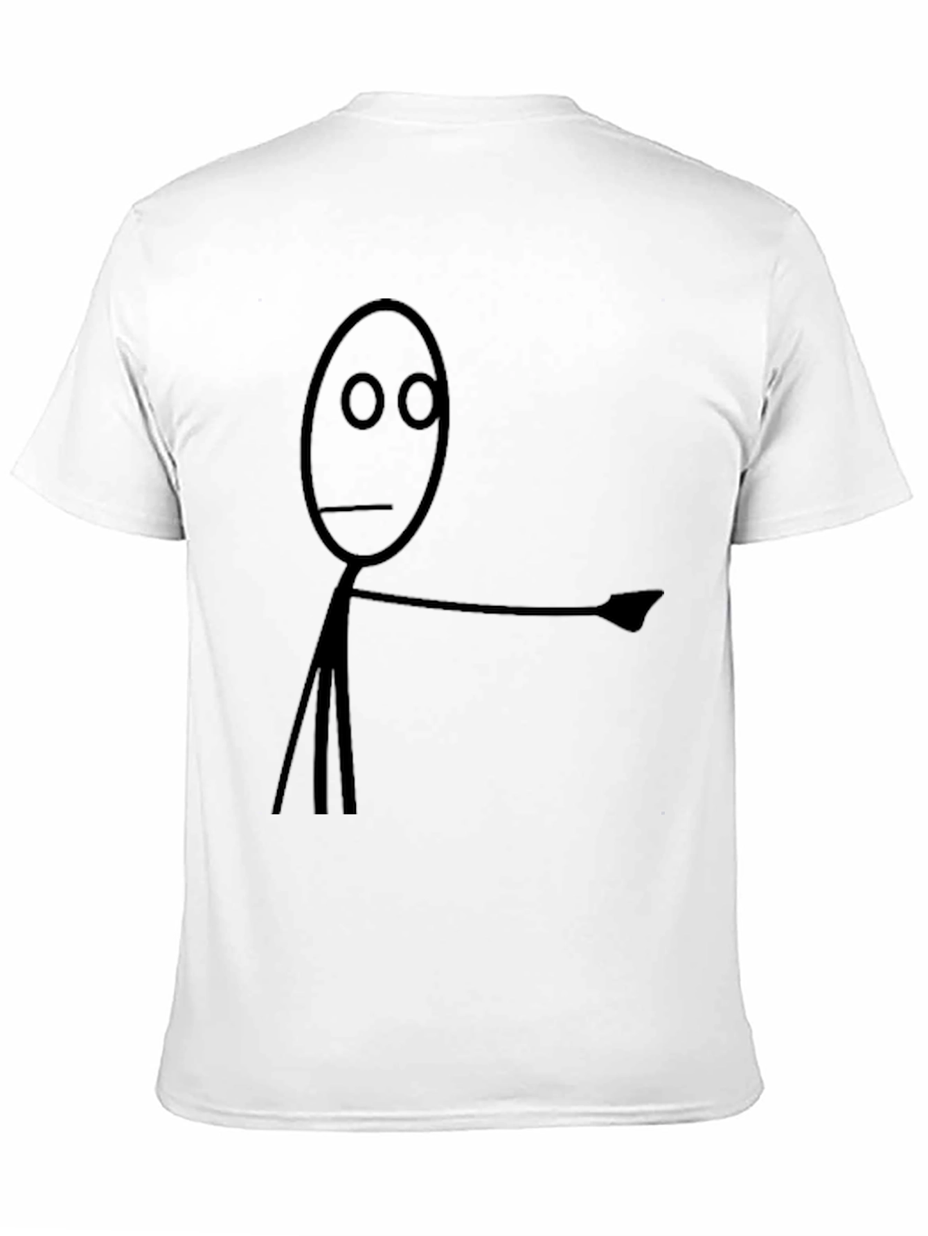 Humorous Stick Figure Pointing T-Shirt - Black
