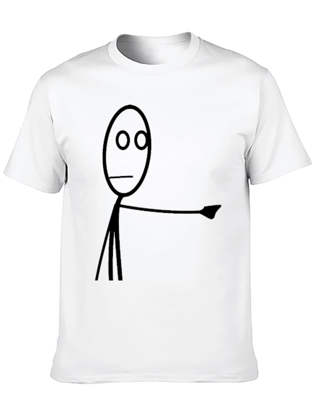 Humorous Stick Figure Pointing T-Shirt - Black