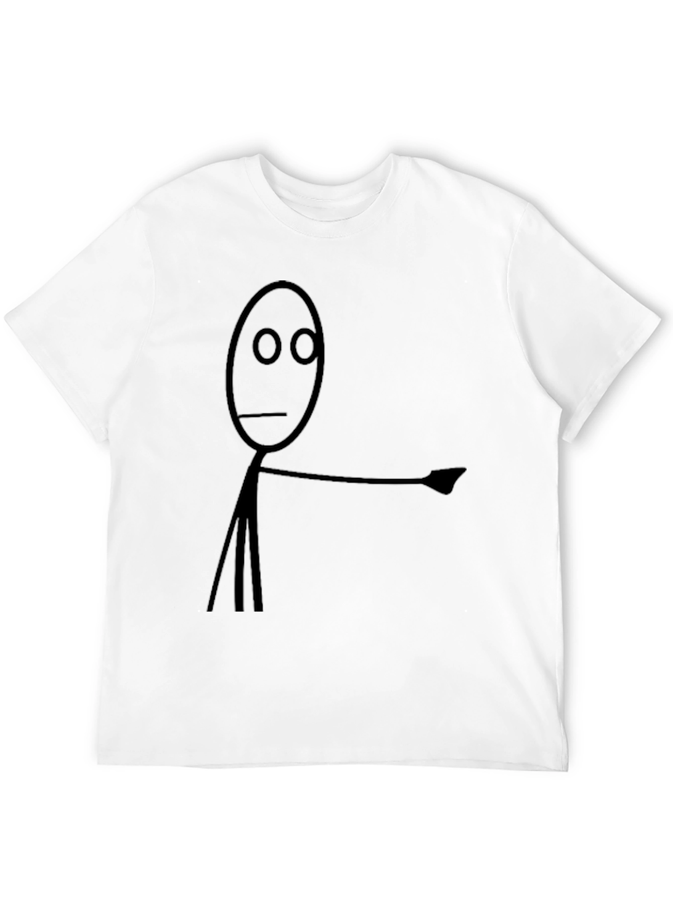 Humorous Stick Figure Pointing T-Shirt - Black