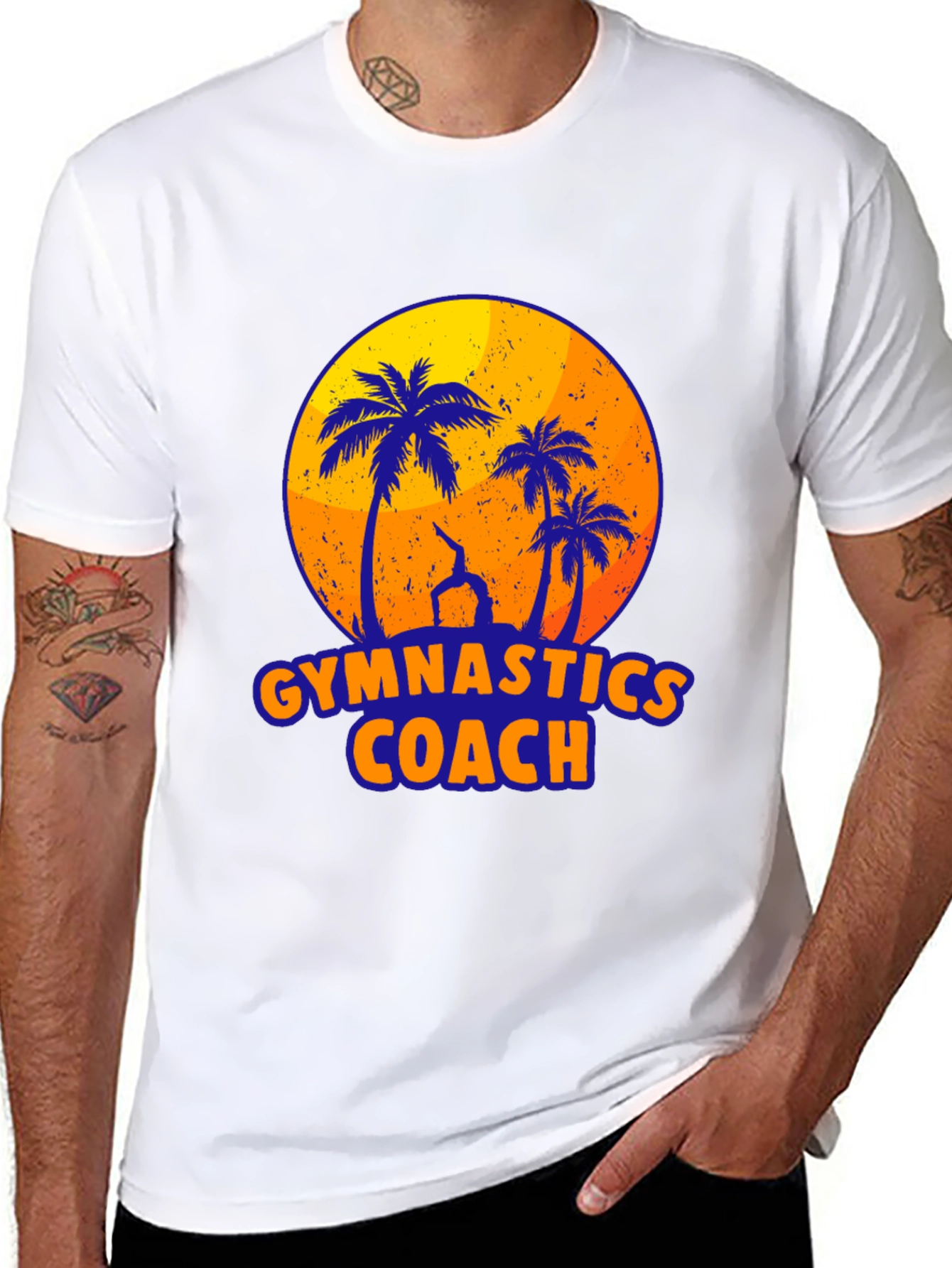 Gymnastics Coach Palm Tree Graphic T-Shirt