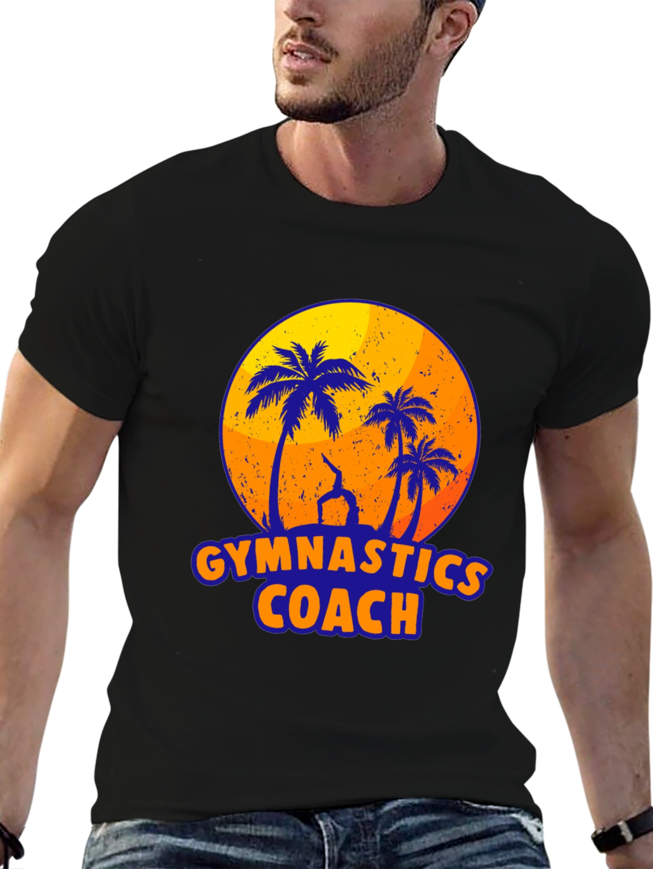 Gymnastics Coach Palm Tree Graphic T-Shirt