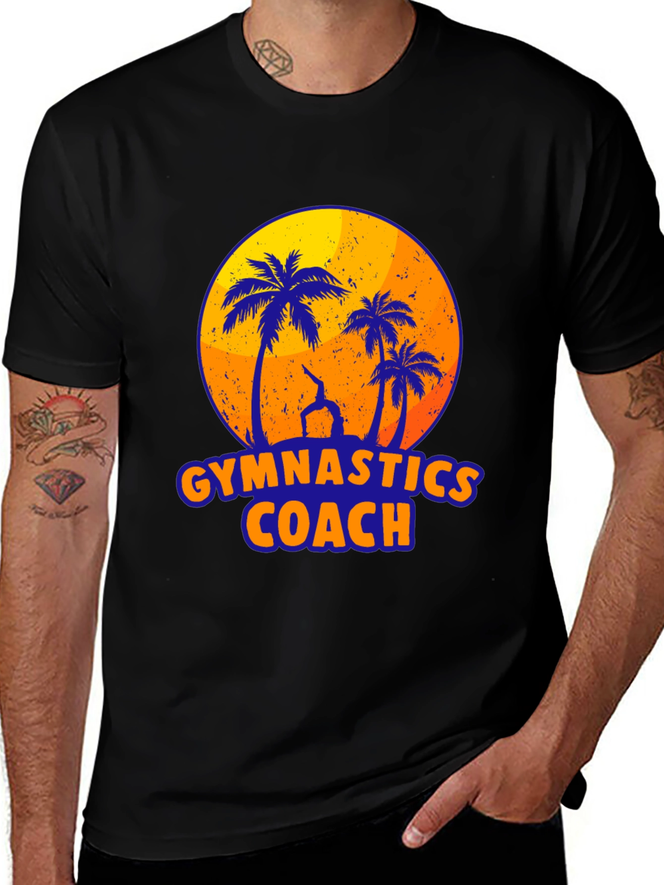 Gymnastics Coach Palm Tree Graphic T-Shirt