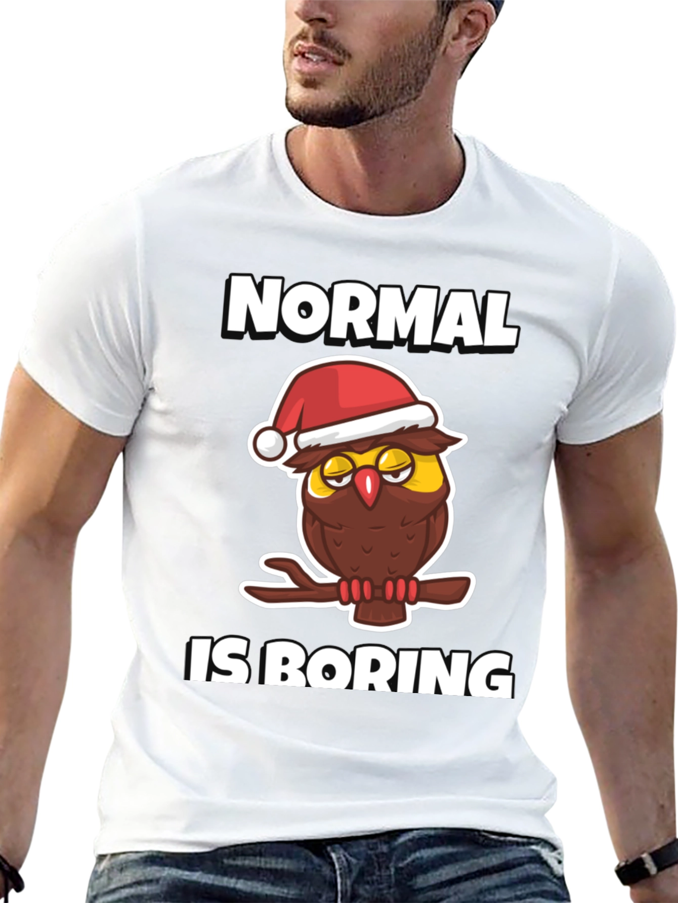 Normal is Boring Owl Christmas Graphic Tee